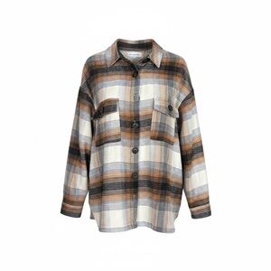 My Story Casual Plaid Shirt - Black, Brown, and White
